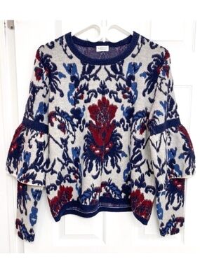 Club Monaco Floral Motif Jacquard Cashmere Blend Sweater